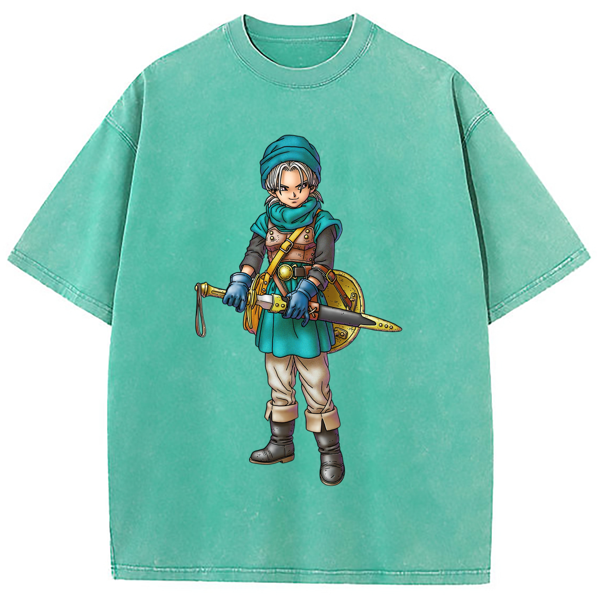 （画像用） ドラゴンクエスト Doragon Kuesuto Dragon Quest 綿100% ヴィンテージ風 半袖Tシャツ（フロントプリント）